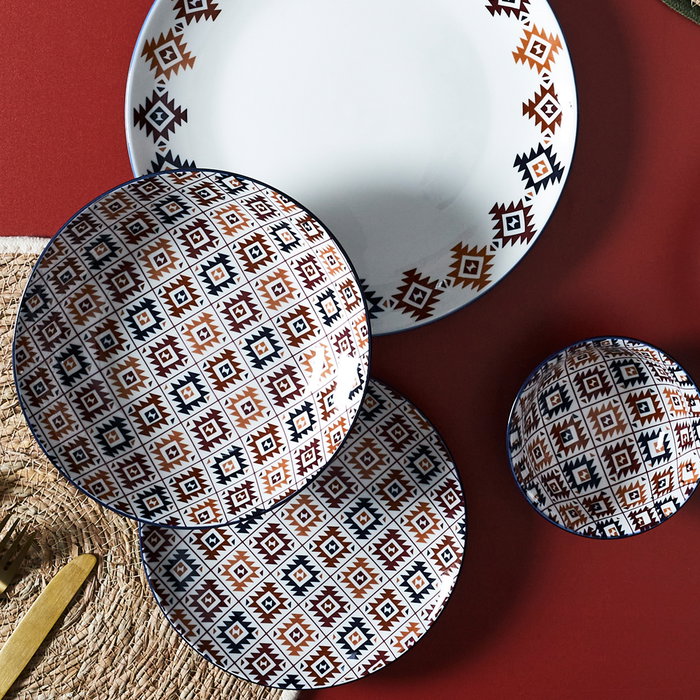 Home Deco Factory Plato Hondo Porcelana 20 cm, Colección Mirage, Apto Lavavajillas y Microondas