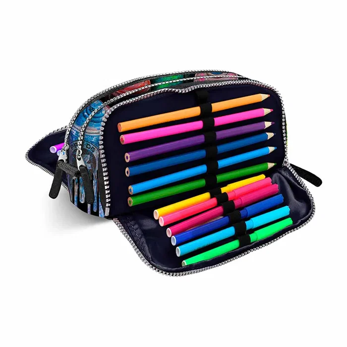 Pro-Dg Estuche Portatodo PRO-DG Multicolor de Tres Compartimentos con Cremallera para Lápices 10 x 22 x 8 cm