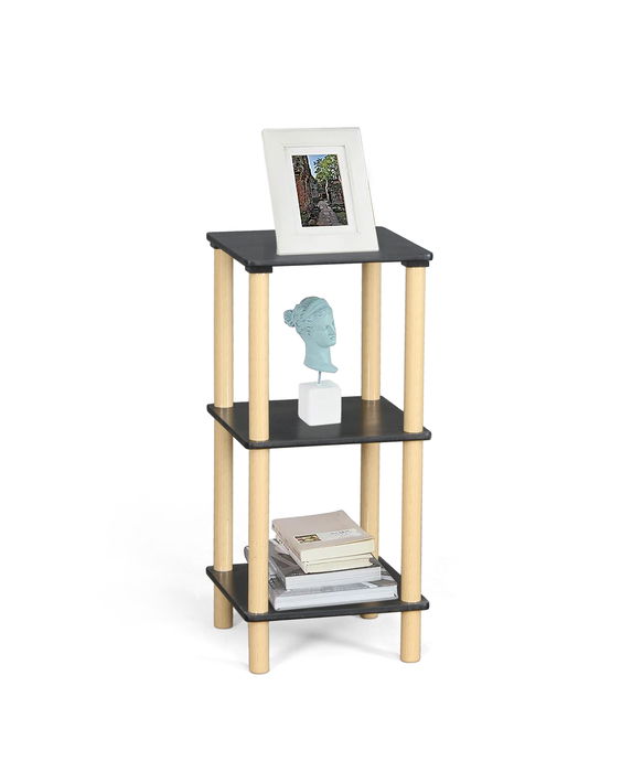 Inde Estanteria Madera Cuadrada 3 Niveles Negra 37,2 cm Alto x 36,4 cm Largo x 10,5 cm Ancho (2 Unidades)