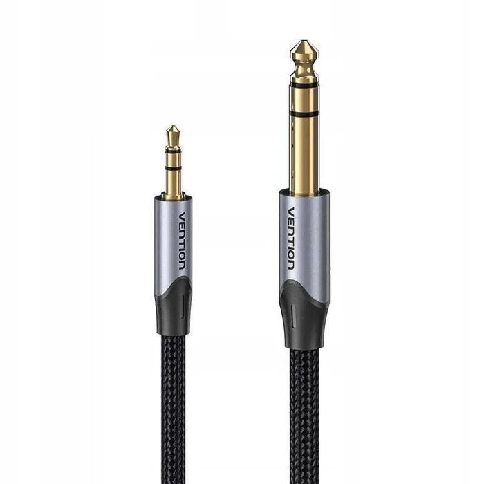 Vention - Cable Audio Estéreo Jack 3.5mm Macho a Jack 6.3mm Macho - 2 Metros - Color Gris