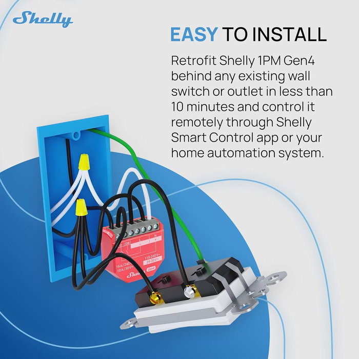 Shelly 1PM Gen4 4er Pack con función de medición