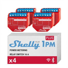Shelly 1PM Gen4 4er Pack Relais max 16A 1 Kanal Messfunktion WLAN Matter Zigbee Bluetooth