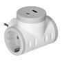 ORNO Ladron de 2 tomas Schuko y 1 toma USB-A y USB-C, modelo ORAE13281(gs)/g, alargador con puertos de carga rapida