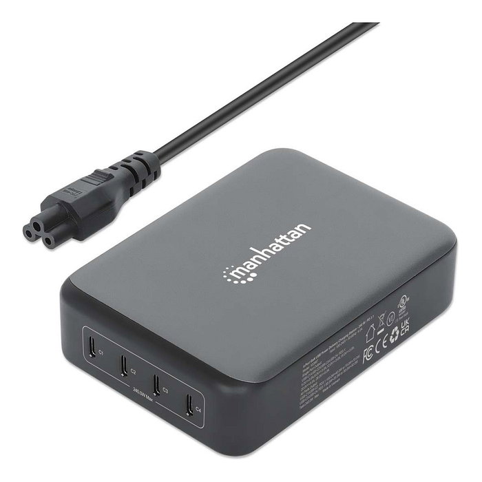 MANHATTAN Estación de carga GaN USB Power Delivery 240 W 4 puertos USB-C MANHATTAN Estación de carga GaN USB Power Delivery 240 W 4 puertos USB-C