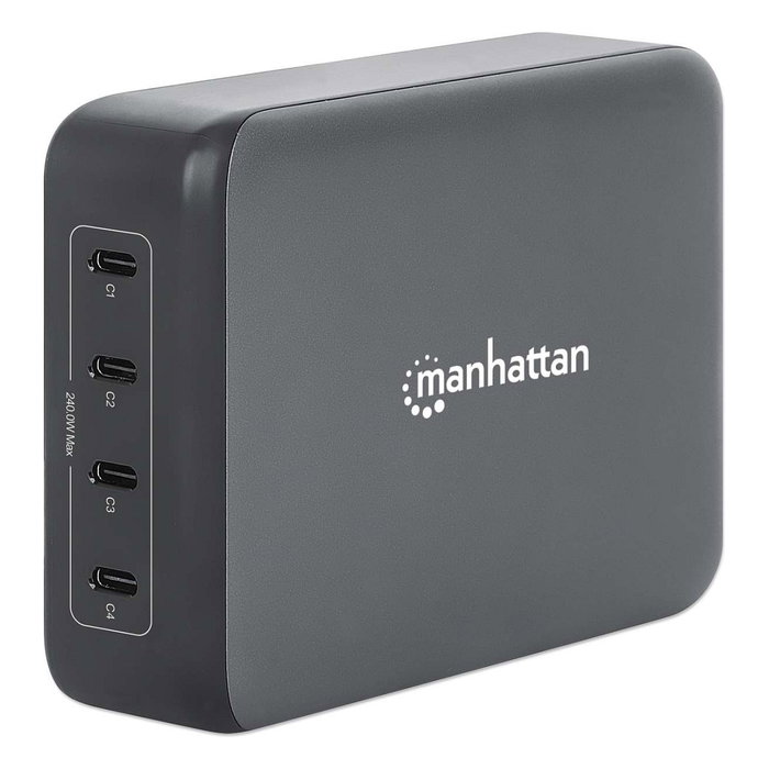 MANHATTAN Estación de carga GaN USB Power Delivery 240 W 4 puertos USB-C MANHATTAN Estación de carga GaN USB Power Delivery 240 W 4 puertos USB-C