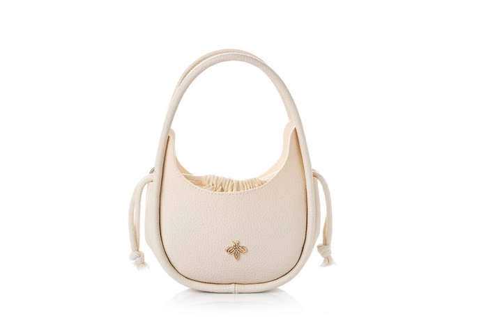 Lucky Bees Bolso de Hombro Crema en Cuero de Polivinilo Elegante y Versátil