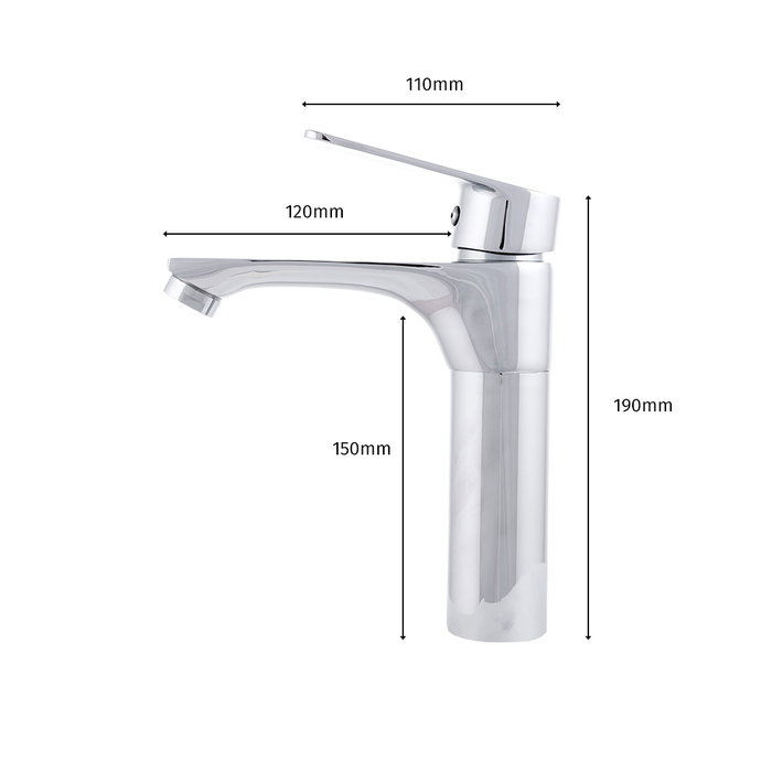 Grifo de lavabo monomando clásico cromado con caño bajo
