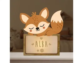 Wondee Lámpara Infantil Personalizable Little Fox de Madera Sostenible