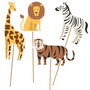 Party Time Juego de 4 Decoraciones para Tarta Animales de la Sabana