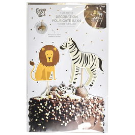 Party Time Juego de 4 Decoraciones para Tarta Animales de la Sabana