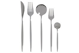 DKD Home Decor Juego de cubertería Chic de 20 piezas en acero inoxidable plateado