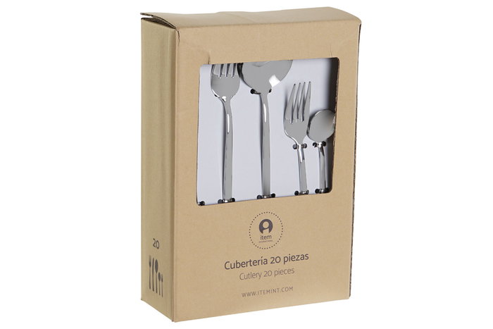 DKD Home Decor Juego de cubertería Chic de 20 piezas en acero inoxidable plateado DKD Home Decor Juego de cubertería Chic de 20 piezas en acero inoxidable plateado