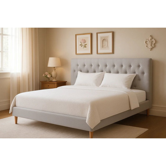 DKD Home Decor Cama de Poliéster y Madera Crudo con Colchón 150x200