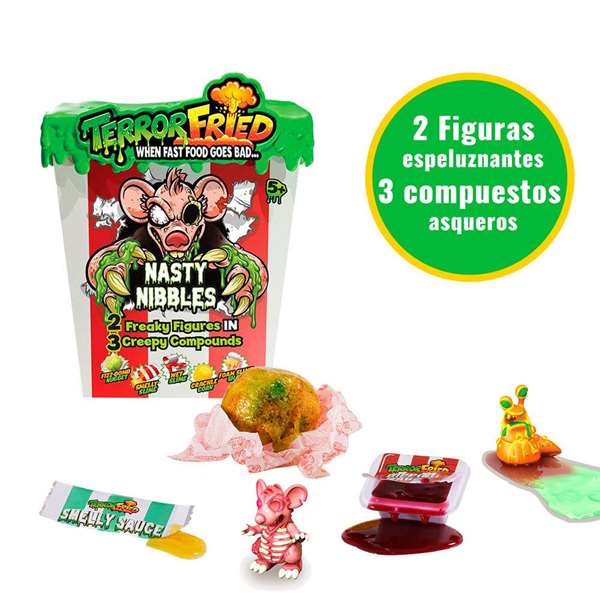 Bandai Terror Fried Mordisco Asqueroso Juguete con 2 Figuras Sorpresa y Bolsa de Salsa Slime Apestosa - Modelos Surtidos