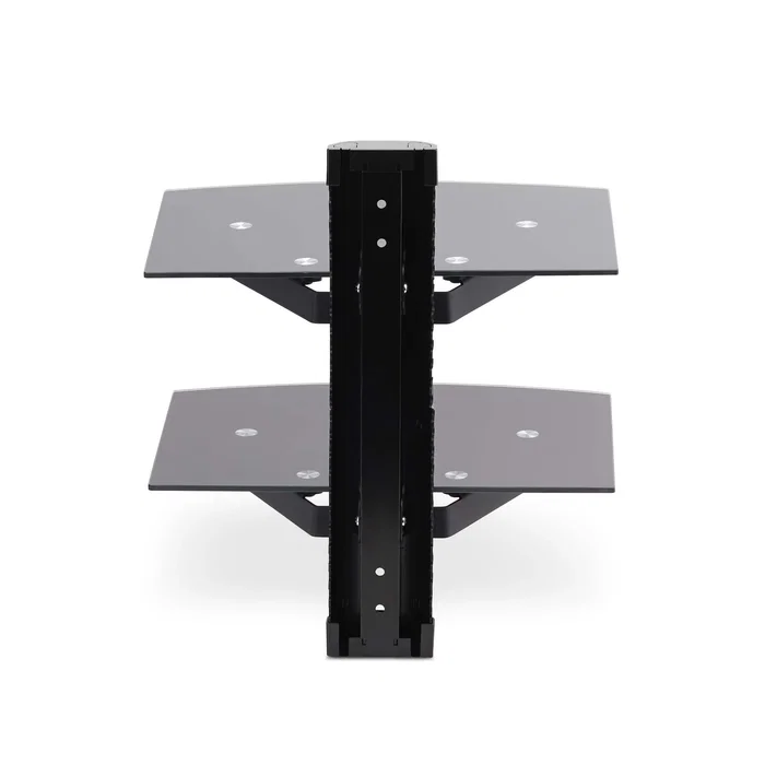 StarTech.com Estante para Montaje en Pared 2B-WALL-MOUNT-SHELF - 2 Estanterías de Vidrio, Negro, Soporta 7 kg