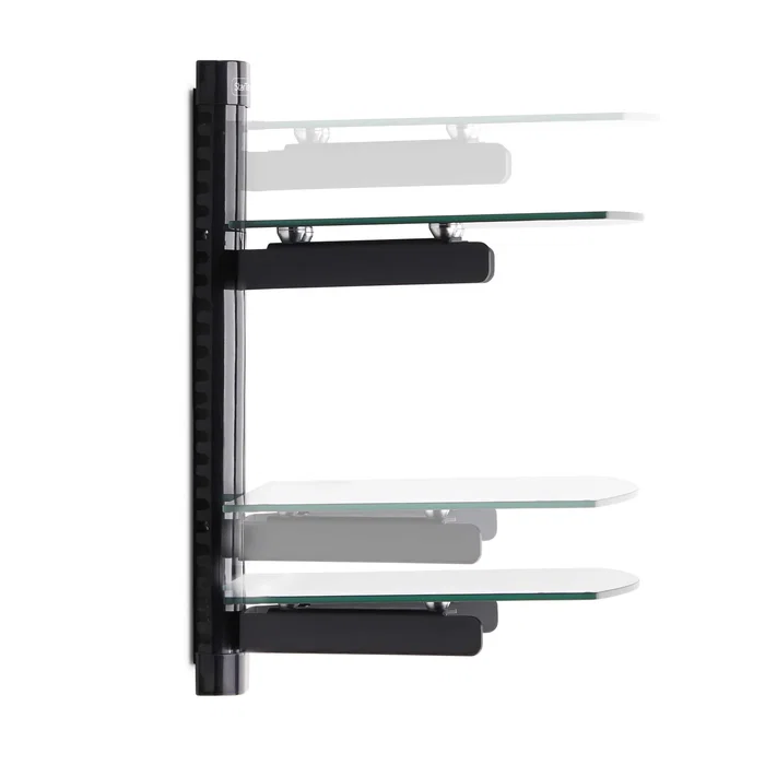StarTech.com Estante para Montaje en Pared 2B-WALL-MOUNT-SHELF - 2 Estanterías de Vidrio, Negro, Soporta 7 kg