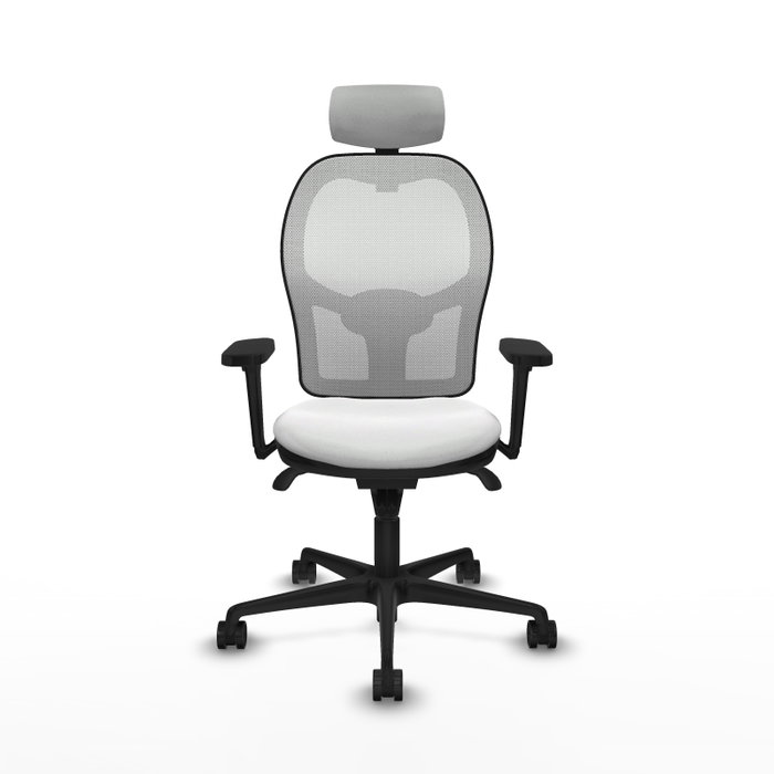 PIQUERAS Y CRESPO Silla de oficina Jorquera con mecanismo Sincro, Brazos 3D y Cabecero 2D en Blanco
