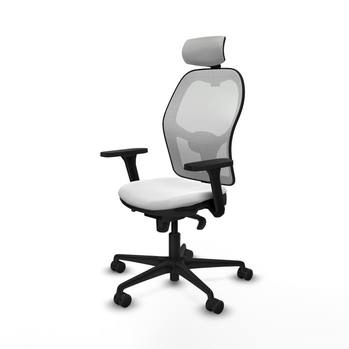 PIQUERAS Y CRESPO Silla de oficina Jorquera con mecanismo Sincro, Brazos 3D y Cabecero 2D en Blanco