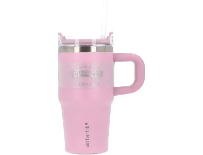 Antartik Taza térmica Pulse con asa y pajita, Rosa, 570 ml Antartik Taza térmica Pulse con asa y pajita, Rosa, 570 ml
