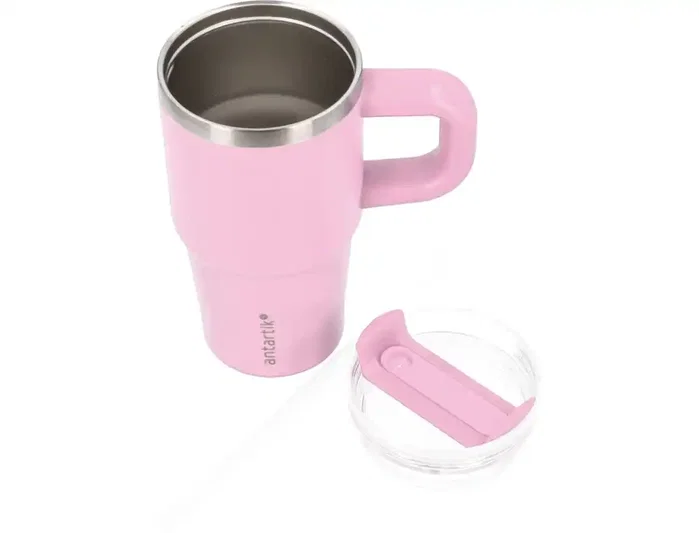 Antartik Taza térmica Pulse con asa y pajita, Rosa, 570 ml Antartik Taza térmica Pulse con asa y pajita, Rosa, 570 ml