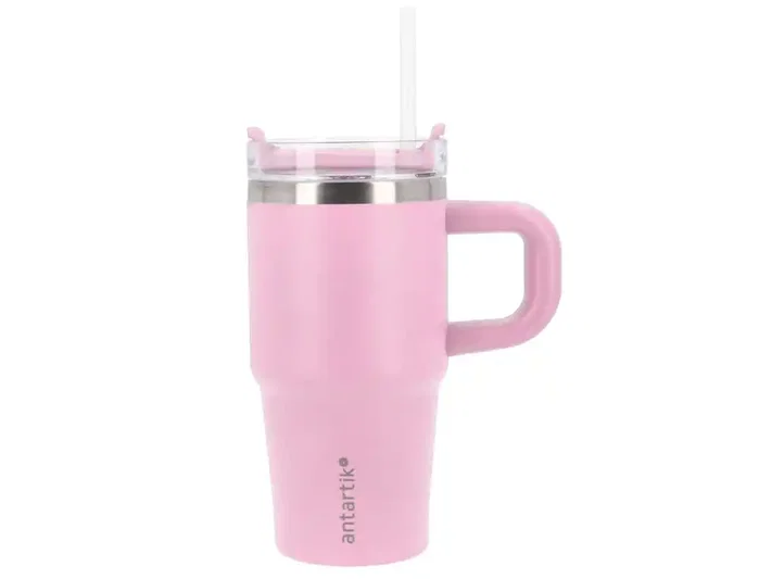 Antartik Taza térmica Pulse con asa y pajita, Rosa, 570 ml Antartik Taza térmica Pulse con asa y pajita, Rosa, 570 ml
