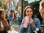 Antartik Taza térmica Pulse con asa y pajita, Rosa, 570 ml