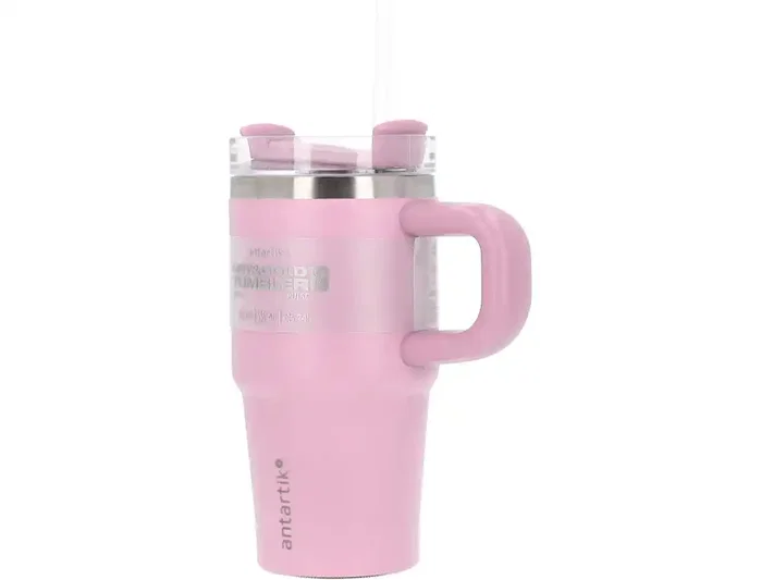 Antartik Taza térmica Pulse con asa y pajita, Rosa, 570 ml Antartik Taza térmica Pulse con asa y pajita, Rosa, 570 ml