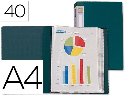 Liderpapel Carpeta con 40 fundas de polipropileno Verde DIN A4 Liderpapel Carpeta con 40 fundas de polipropileno Verde DIN A4