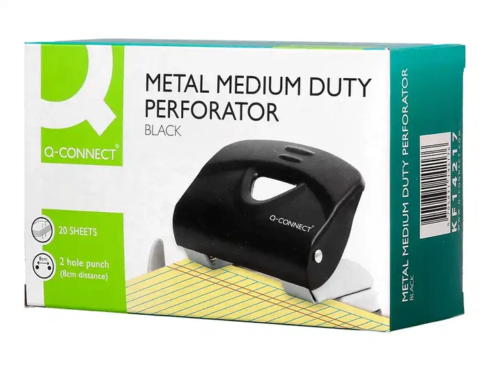 Q-connect Taladrador KF14217 negro capacidad 20 hojas
