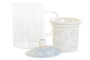 DKD Home Decor Mug Infusiones Shabby Rosa Azul Porcelana Cristal 8 x 14.5 x 12 cm 300ml