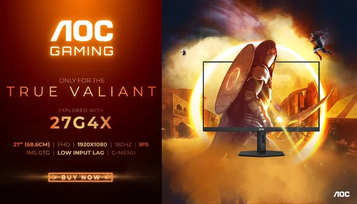 AOC 27G4X Monitor Gaming 27 pulgadas Full HD 180Hz IPS 0,5ms MPRT Black