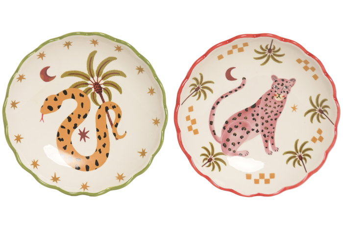 DKD Home Decor Bandeja Vaciapossillos de Cerámica Multicolor Surtido de 2