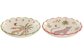 DKD Home Decor Bandeja Vaciapossillos de Cerámica Multicolor Surtido de 2