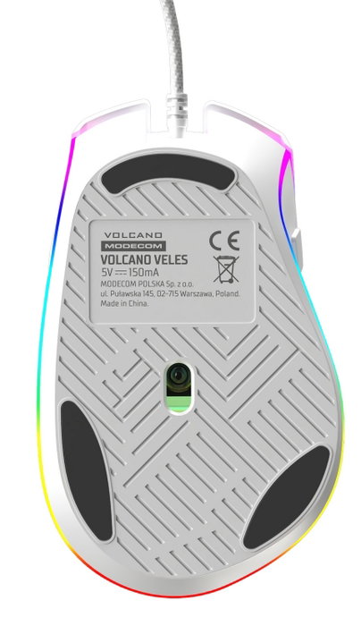 Modecom Volcano Veles Ratón Gaming Blanco 12800 dpi
