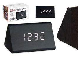 Giftdecor Reloj Digital Negro 11.7 x 7.5 x 8 cm con Cable USB / Pilas AAA (Set de 12)