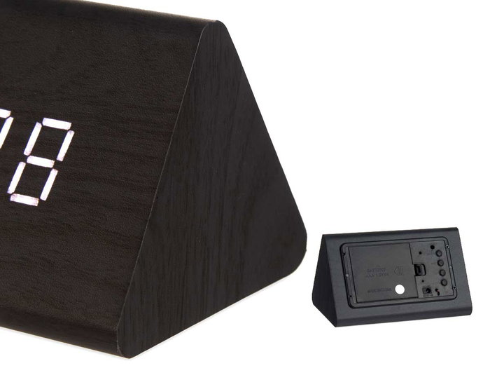 Giftdecor Reloj Digital Negro 11.7 x 7.5 x 8 cm con Cable USB / Pilas AAA (Set de 12)