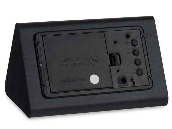 Giftdecor Reloj Digital Negro 11.7 x 7.5 x 8 cm con Cable USB / Pilas AAA (Set de 12)