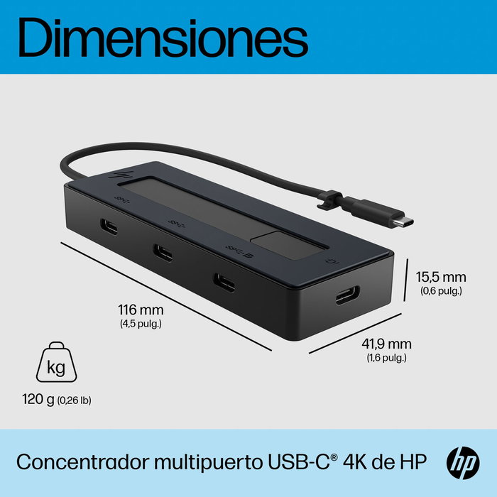 HP Hub multipuerto USB-C 4K 6G843AA HP Hub multipuerto USB-C 4K 6G843AA