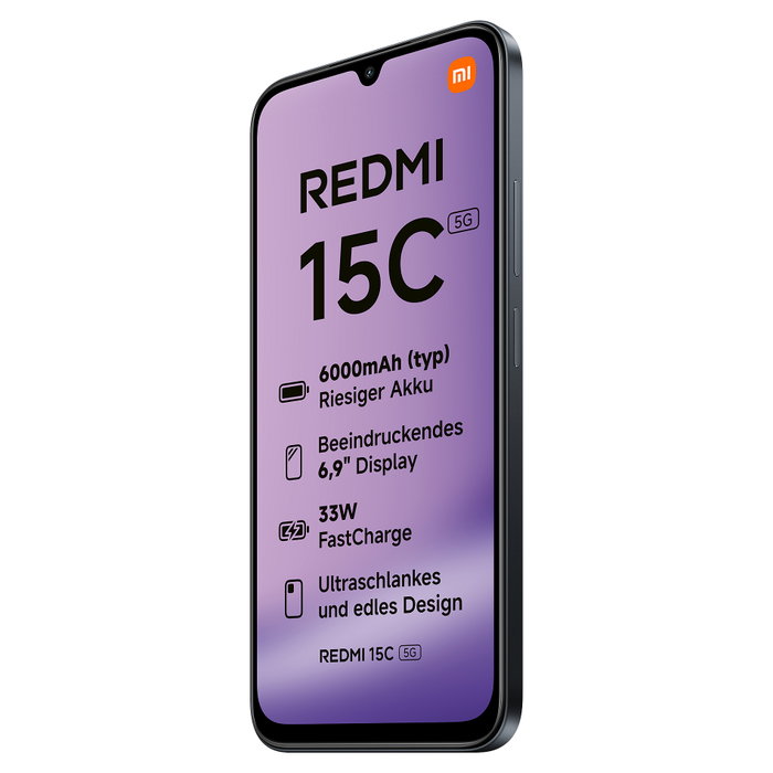 Xiaomi MZB0LINEU Smartphone Redmi 15C 5G 6.9" - MediaTek Dimensity 6300, 128GB ROM, 4GB RAM, Cámara 50MP, Batería 6000mAh, Carga 33W, Color Negro