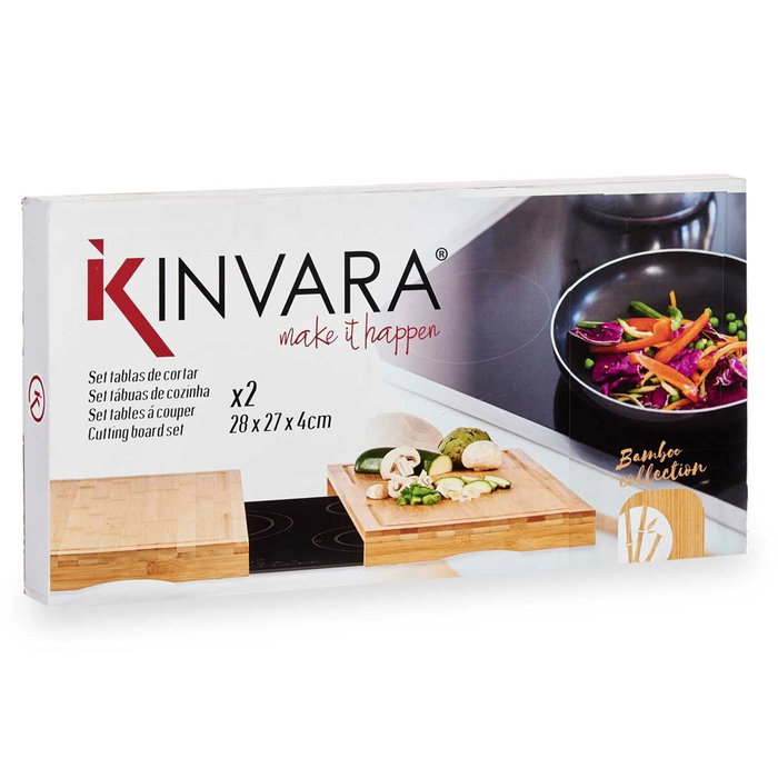 KINVARA Set de 6 tablas de cortar de bambú marrón 28cm