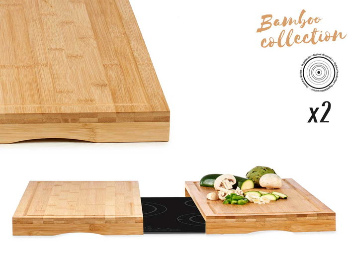 KINVARA Set 2 Tablas Bambú Cocina Vitrocerámica 28 cm (Set de 6)