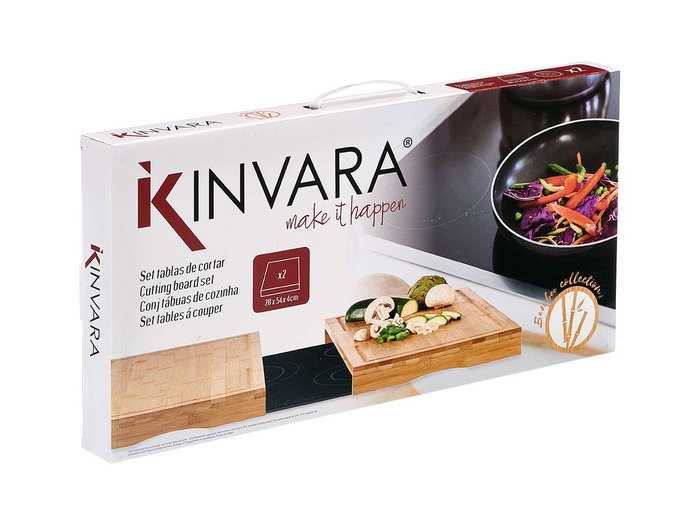 KINVARA Set 2 Tablas Bambú Cocina Vitrocerámica 28 cm (Set de 6)