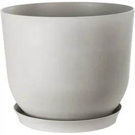 Garden ID Maceta redonda Swing Round, Piedra blanca, Ø30 cm, Altura 25 cm, 13 litros, Ref. 1610343