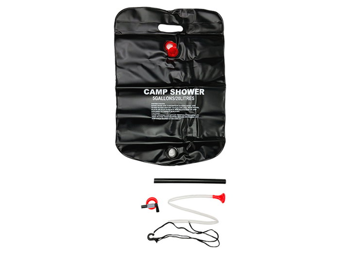 Arte Regal Ducha Portátil 20L con Manguera y Alcachofa, Plástico Negro, 28 x 12 x 5.5 cm (Set de 12)