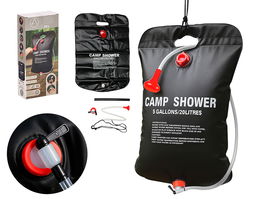 Arte Regal Ducha Portátil 20L con Manguera y Alcachofa, Plástico Negro, 28 x 12 x 5.5 cm (Set de 12)