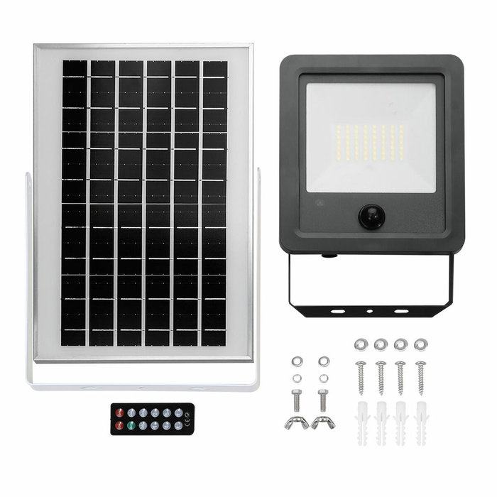 Edm Foco proyector solar con sensor 100 W 1200 lm 6500 K luz fría Edm Foco proyector solar con sensor 100 W 1200 lm 6500 K luz fría
