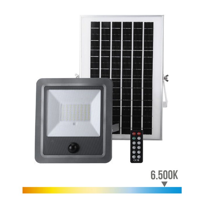 Edm Foco proyector solar con sensor 100 W 1200 lm 6500 K luz fría Edm Foco proyector solar con sensor 100 W 1200 lm 6500 K luz fría