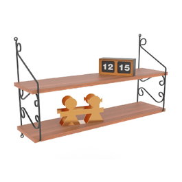 Hanah Home Estantería de Pared Oriental Nogal 72x51x20cm Tablero Melamina 18mm