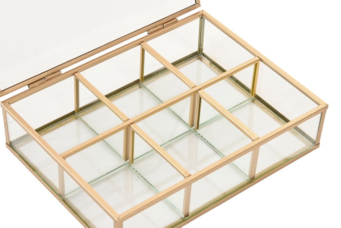 DKD Home Decor Joyero de Cristal y Metal Dorado 20x16x5 cm DKD Home Decor Joyero de Cristal y Metal Dorado 20x16x5 cm