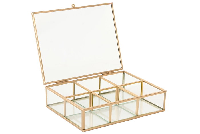 DKD Home Decor Joyero de Cristal y Metal Dorado 20x16x5 cm DKD Home Decor Joyero de Cristal y Metal Dorado 20x16x5 cm